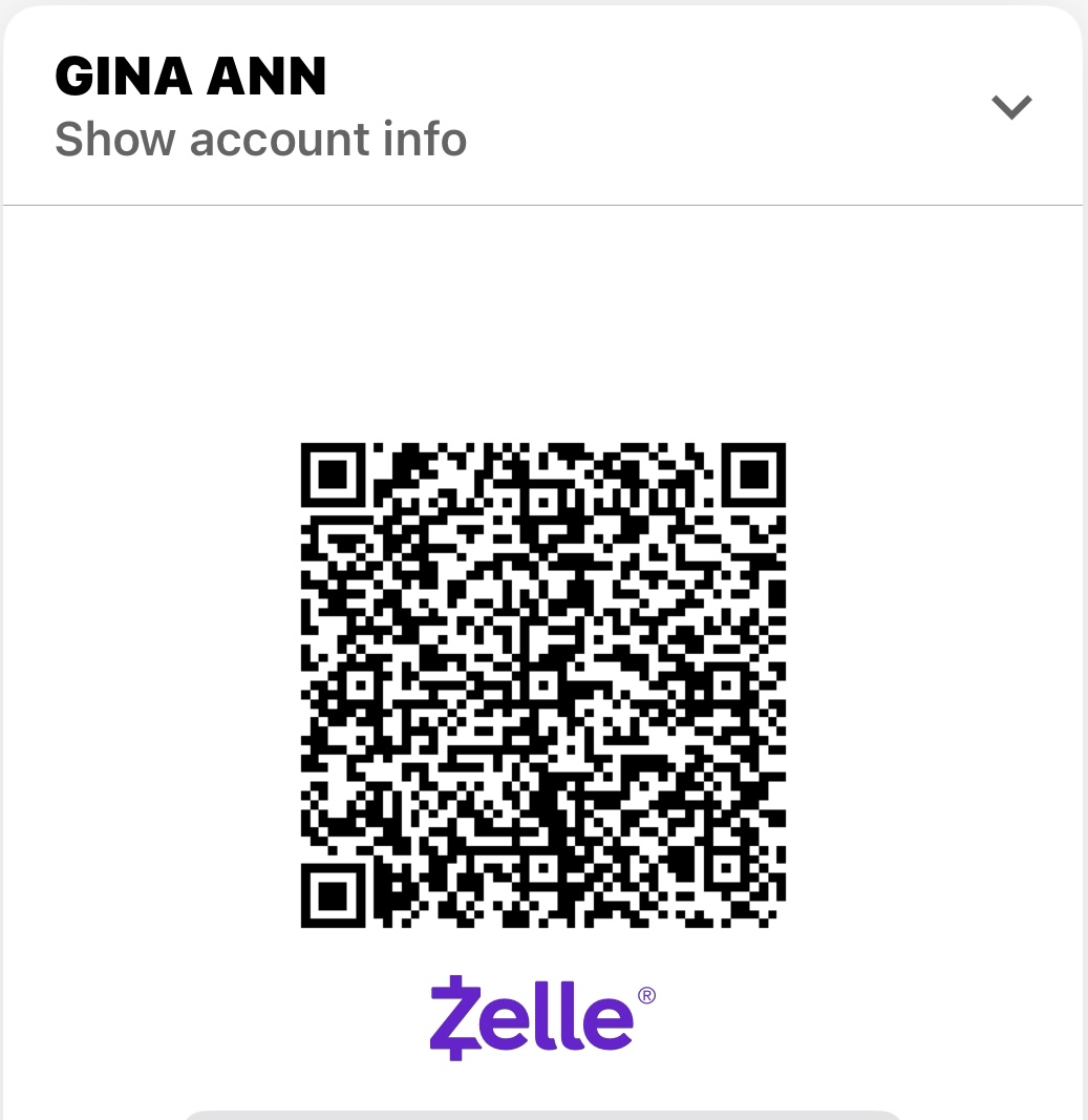 Gina Ann’s Zelle payment QR code